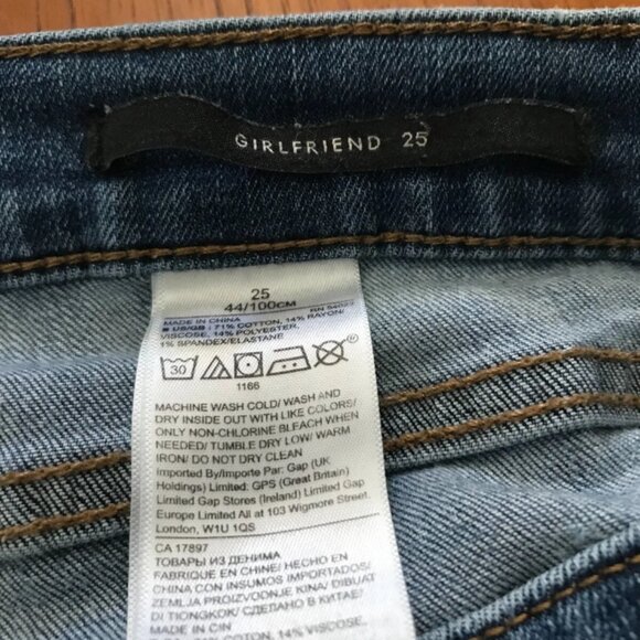 Banana Republic Women's Distressed Frayed Girlfriend Stretch Jeans Size 25 (2) - Picture 6 of 7